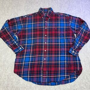 VNTG Ralph Lauren Blaire Plaid Button Down Shirt Men's Long Sleeve Cotton Size L